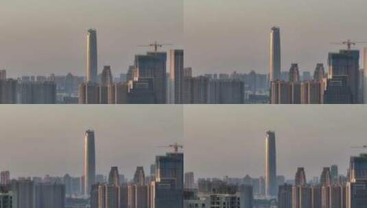 武汉中心大厦，长焦平视横移镜头高清在线视频素材下载