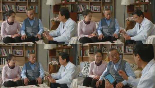 家庭医生为老人进行健康体检 重阳节 关爱老人高清在线视频素材下载