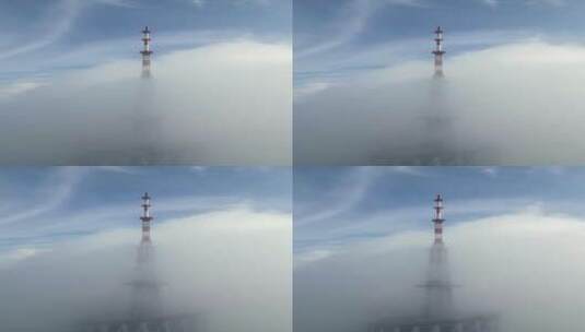 广州塔竖拍穿云而过高清在线视频素材下载