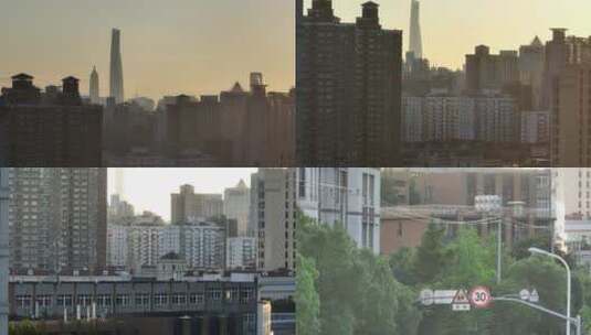 上海中心大厦清晨航拍风光高清在线视频素材下载