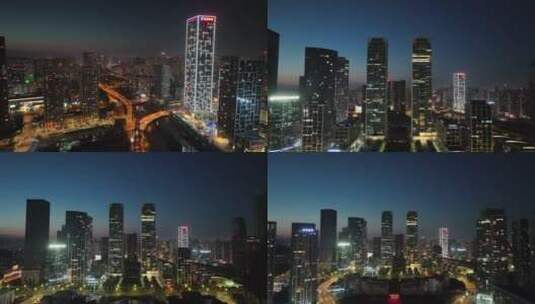 大连城市夜景 夜景 大连沙河口区航拍高清在线视频素材下载