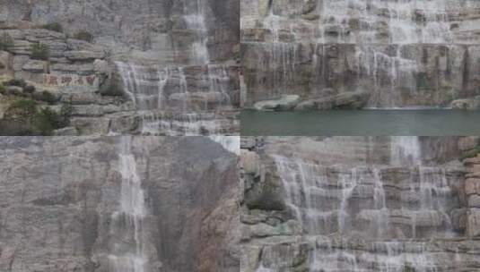人工瀑布假山瀑布人造池高清在线视频素材下载