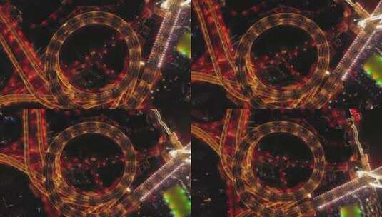 圆形的高架桥车流夜景高清在线视频素材下载