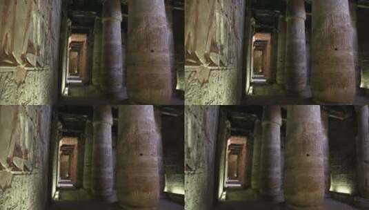 阿拜多斯神庙的石柱大厅高清在线视频素材下载
