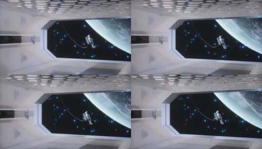 高科技太空舱和舷窗宇航员地球C4D动画高清在线视频素材下载
