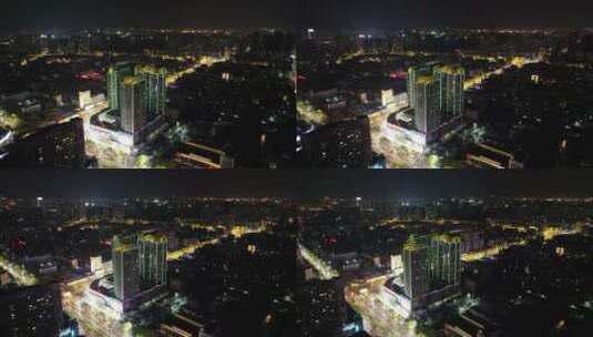 航拍湖北襄阳城市夜景交通高清在线视频素材下载