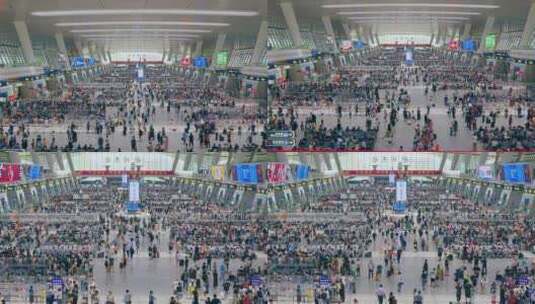 杭州东站高铁站人流高清在线视频素材下载