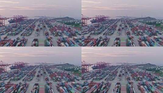 4k航拍洋山港码头集装箱堆场高清在线视频素材下载