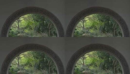 拱门4K 唯美意境 诗画江南 水墨山水建筑 窗高清在线视频素材下载
