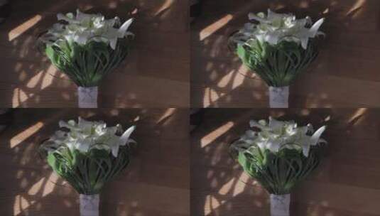 新娘白色的手捧花束高清在线视频素材下载