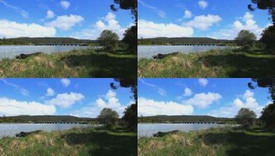 河流桥梁景观高清在线视频素材下载
