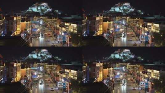 西藏拉萨夜景空镜高清在线视频素材下载