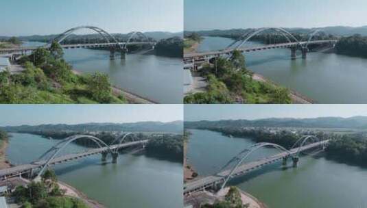 广西右江水面铁桥高清在线视频素材下载