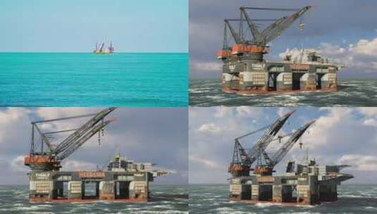 海上油井石油能源开采高清在线视频素材下载