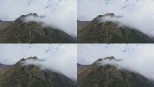 秋天的山峰和环绕的云雾高清在线视频素材下载