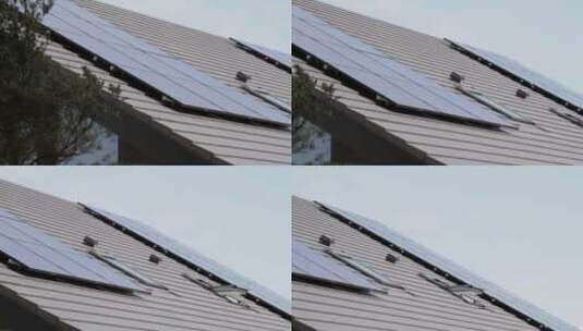 屋顶的太阳能板特写高清在线视频素材下载