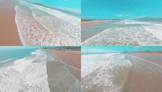 穿越机航拍海边浪花海滩大海素材高清在线视频素材下载
