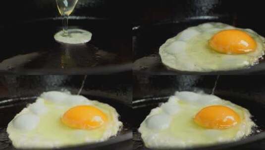 营养早餐煎鸡蛋慢动作高清在线视频素材下载