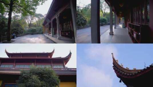 杭州飞来峰灵隐寺江南寺院建筑4K视频合集高清在线视频素材下载