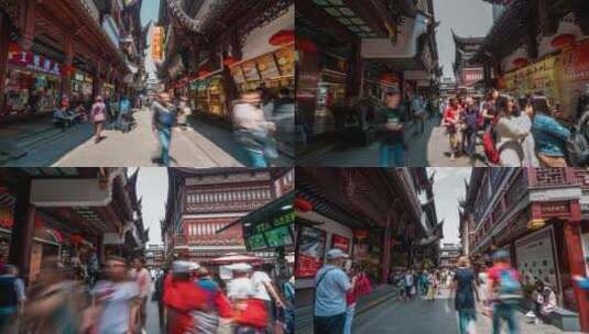 上海城隍庙移动延时摄影高清在线视频素材下载