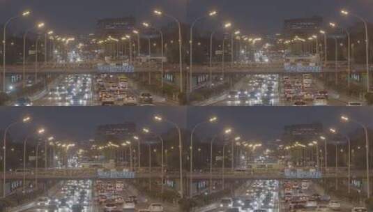 城市夜景 深夜城市车流高清在线视频素材下载