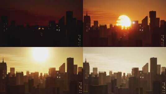 城市日出，初升的太阳高清在线视频素材下载