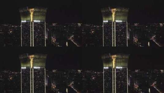 温州市中心夜晚航拍4k置信广场瓯海大道高清在线视频素材下载