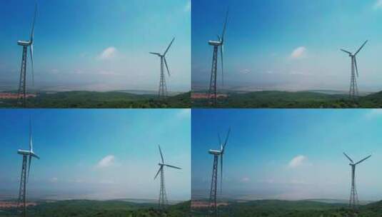 4k  航拍乡村绿色能源风力发电机特写高清在线视频素材下载