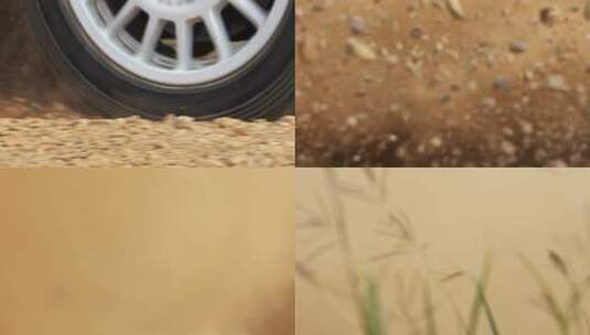 拉力赛赛车在泥土跑道上漂移的特写高清在线视频素材下载