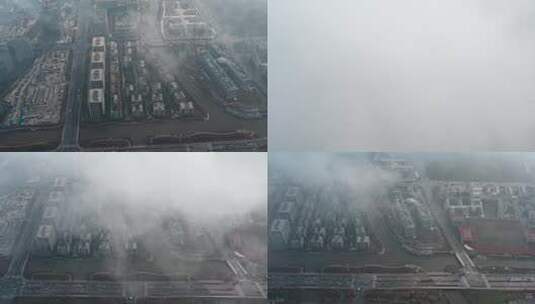 张江高科云雾平流层航拍高清在线视频素材下载
