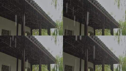 屋檐雨滴雨季雨天雨水古建筑意境高清在线视频素材下载