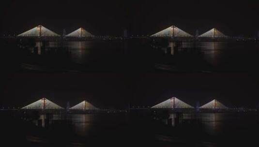 武汉二桥夜景灯光秀高清在线视频素材下载