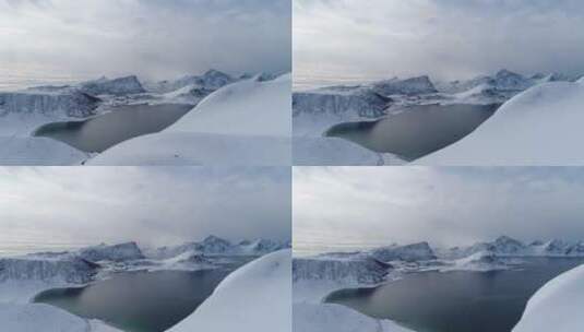 航拍雪山湖泊景观高清在线视频素材下载
