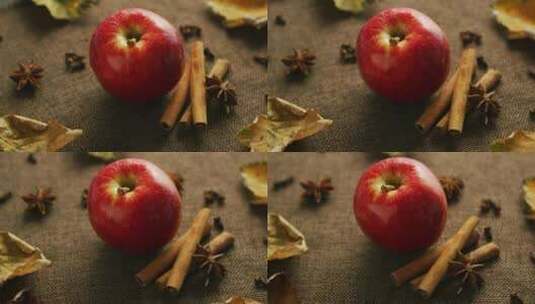 成熟的苹果和芳香的香料高清在线视频素材下载