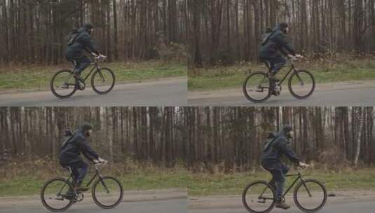 在路上骑自行车的人高清在线视频素材下载