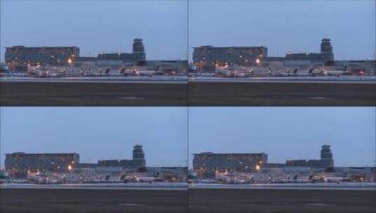 黄昏时分的机场景观高清在线视频素材下载