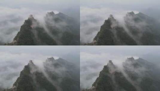 航拍雨后的北京密云司马台长城云海高清在线视频素材下载