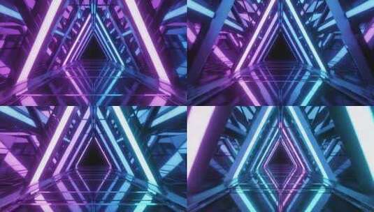 紫蓝色霓虹光影隧道高清在线视频素材下载