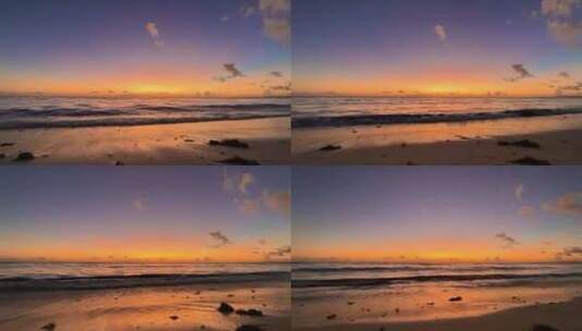 夕阳下海浪沙滩高清在线视频素材下载