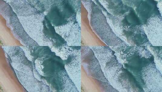 航拍巨浪沙滩海浪蔚蓝大海潮起潮落高清在线视频素材下载