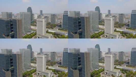 4k 航拍宁波南部商务区现代办公楼环境高清在线视频素材下载