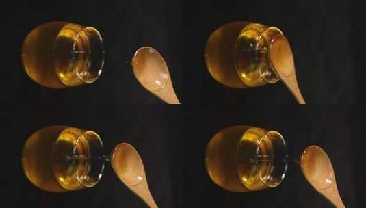 蜂蜜蜂糖蜂汁糖浆纯竖版黑色背景高清在线视频素材下载