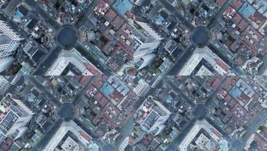 俯瞰上海城市街道道路交通高清在线视频素材下载