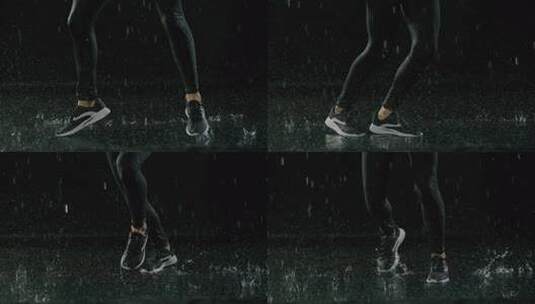 美丽的女性嘻哈舞者在雨中高清在线视频素材下载