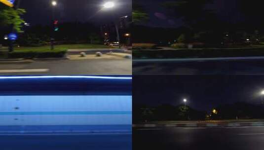 夜晚杭州市文三西路车右行车空镜1高清在线视频素材下载