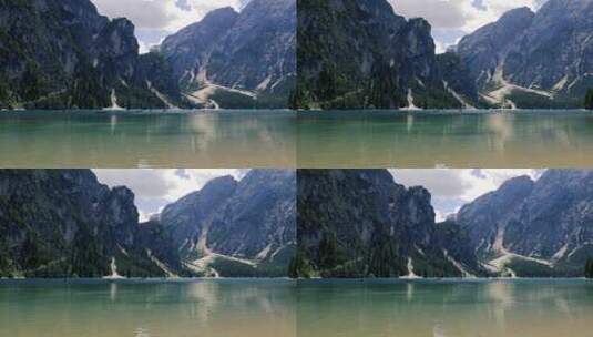 意大利阿尔卑斯山白云石的拉戈迪布雷湖高清在线视频素材下载