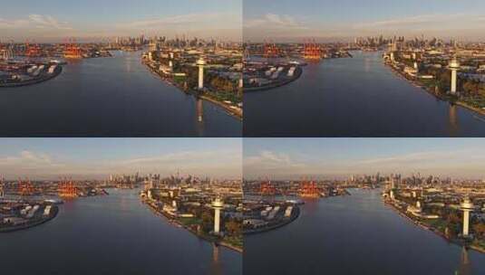 城市航拍海港港口大桥墨尔本澳大利亚高清在线视频素材下载