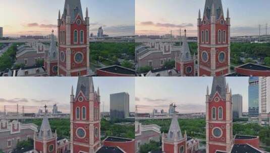 上海浦东金桥碧云社区张家楼天主教堂高清在线视频素材下载