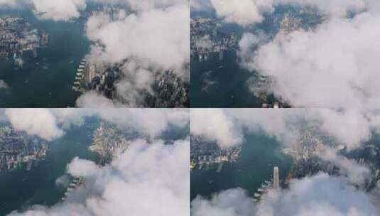香港航拍港岛穿云大景高清在线视频素材下载