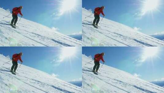 雪山上的单板滑雪高清在线视频素材下载